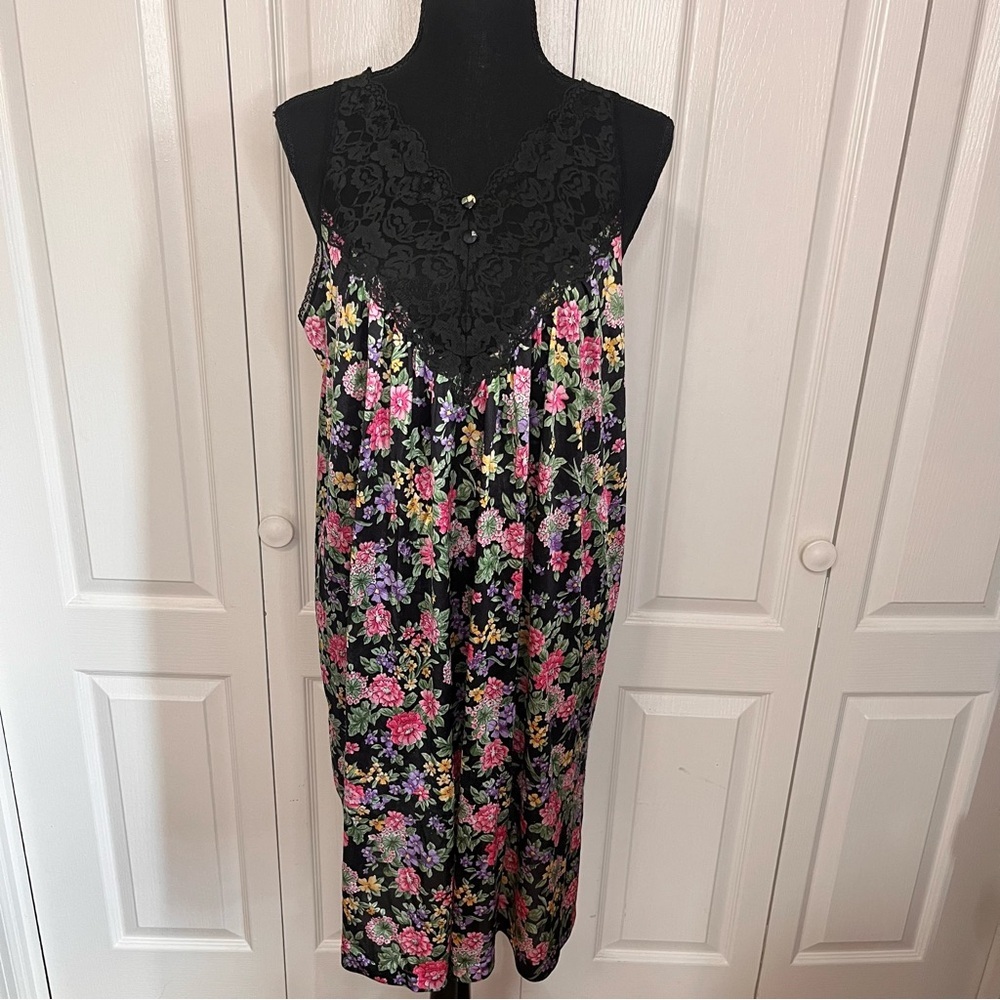 Vintage 80s-90s Vassarette Slip Nightgown Lace Sz M Floral Lingerie Cottagecore - Picture 7 of 7